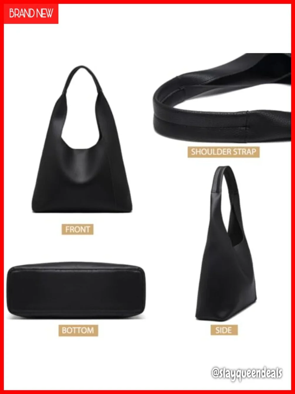 Vegan Leather Hobo Tote Shoulder Bag Large Capacity Work Travel